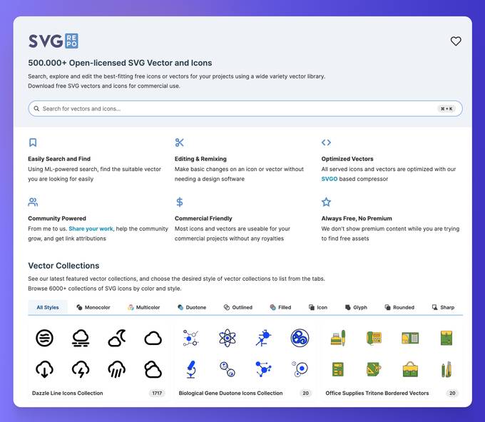 免费商用 SVG 图标库：SVG REPO