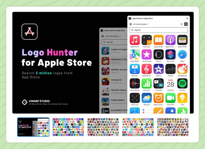 在 Figma 中插入应用图标插件：Logo Hunter for Apple Store