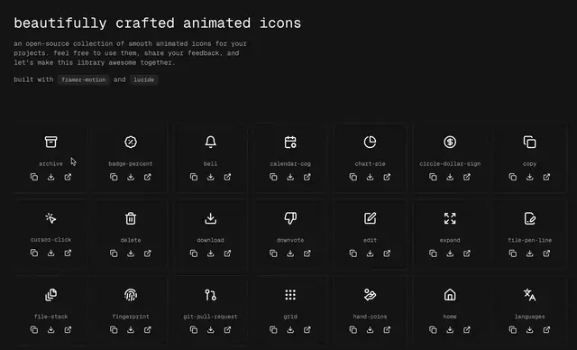 开源的动态图标库: Pqoqubbw/Icons